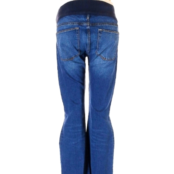 Gap Long Lean Short Belly Panel Dark Denim Jeans Straight Legs Size 2 Maternity - Picture 3 of 5